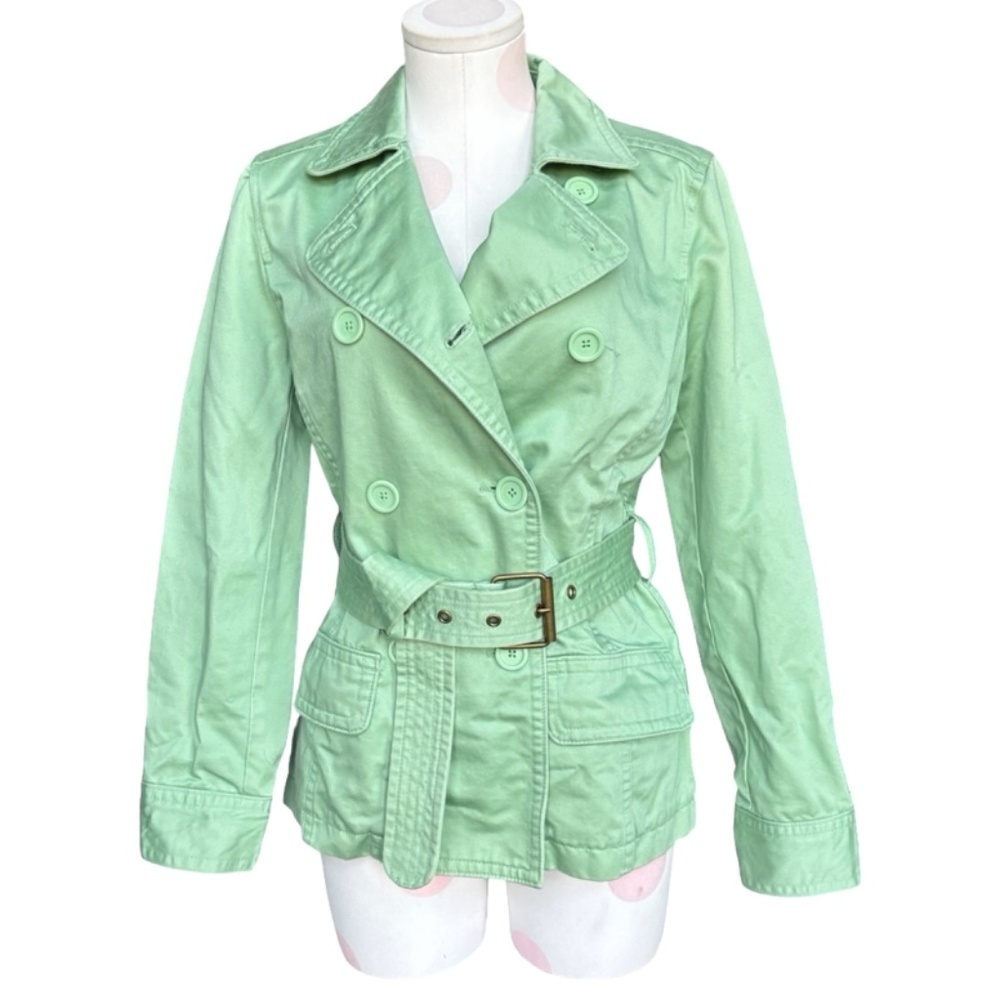 Gap Mint Green Short Trench Coat- size Small - Picture 2 of 7